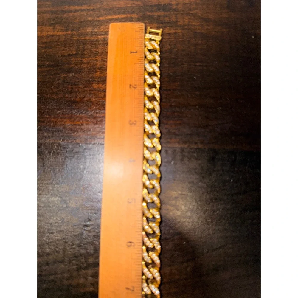 Mens Gold Tone CashMoney Records Pendant Chain Necklace Iced Cuban Box Out Bling